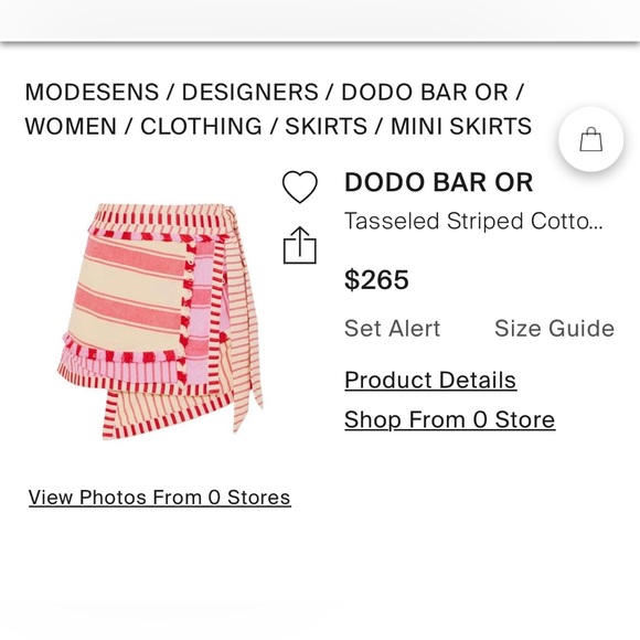 Dodo Bar or tasseled striped cotton skirt Size M beautiful detail asymmetrical - Picture 8 of 16